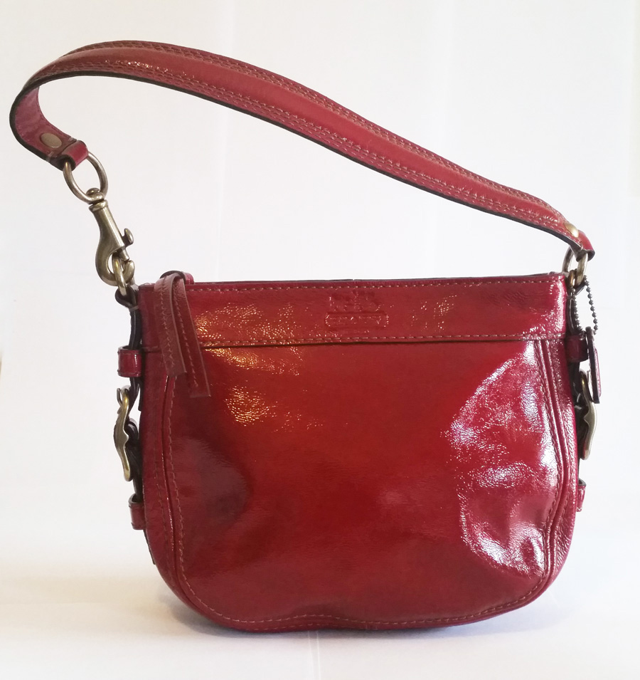 Authentic Coach Zoe Red Mini Patent Leather Handbag Shoulder Purse F41869